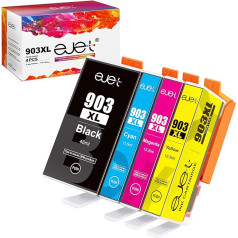 ejet 903XL Druckerpatronen Multipack Kompatibel für HP 903 XL Patronen mit Neustem Chip für HP Officejet Pro 6950 6960 6970 All-in-One Drucker (4 gab., melns, zils, ciāns, magenta, dzeltens)