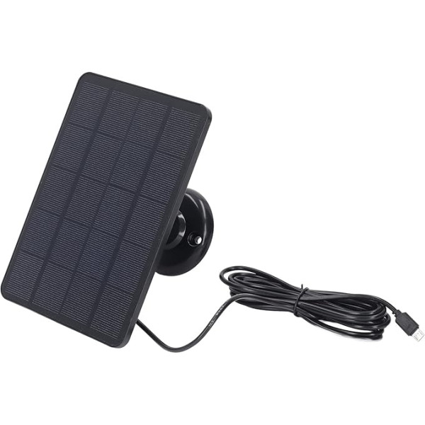 Solarpanel für Überwachungskameras, Solarmodul Kompatibel 4 W USB-Kamera-Solarpanel mit Halterung, Wasserdichtes Kamera-Lade-Solarpanel für Wiederaufladbare Batterie-Überwachungskamera (BLACK)