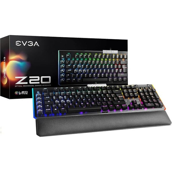 EVGA Z20 RGB Optical Mechanical Gaming Keyboard, RGB Backlit LED, Optical Mechanical Switches (Linear) 811-W1-20DE-K2 Black