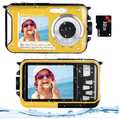 Digitalkamera mit Autofokus 4K 48MP Kamera Fotokamera 16x Digitalzoom Doppelbildschirm Unterwasserkamera mit 32GB Karte