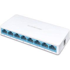 MERCUSYS MS108 8-Port Ethernet Netzwerk Switch 10/100 MBit/s, RJ-45 Anschlüsse LAN Switch, Lug-und-Play, Lüfterlose Ruhe, Automatische Geschwindigkeits- und Duplexanpassung