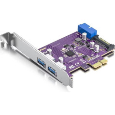 PCIe līdz (2) USB 3.0 paplašināšanas karte, PCIe USB papildkarte, ar 19-pin savienotāju, lai paplašinātu 2 priekšējos USB 3.0 porti, ar 15-pin SATA barošanas savienotāju, atbalsta Windows 10/8/7/XP, Linux