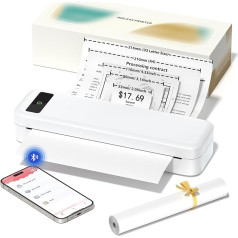 COLORWING M835 mobilā drukas ierīce A4, 300DPI Drucker Klein Kompakt,Tragbarer Drucker für Handy,Thermo Drucker Bluetooth,Portable Printer Kompatibel mit Android/iOS/Laptop,Weiß