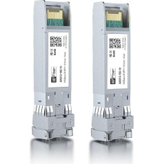 10 Gb/S SFP+ vienmodu tranzistors (10 km, 1310 nm), 10 Gbase SFP+ LR LC modulis, saderīgs ar Cisco SFP-10G-LR, Ubiquiti, Netgear, D-Link, Zyxel, Qnap NAS, Mikrotik un citiem atvērtajiem komutatoriem, iepakojumā ir