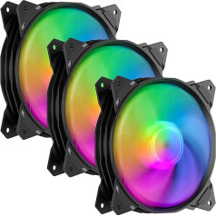 upHere 4-PIN PWM 120 mm Colourful Rainbow LED Case Fan PC Extremely Quiet Pack of 3 (PF120CF4-3)