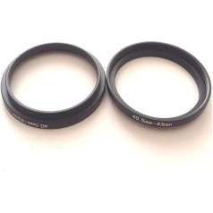 2 x metāla 40,5 mm uz 43 mm pakāpiena gredzeni Video kameras objektīva pārneses 40,5-43 mm filtra apertūras savienojuma adapteris 40,5-43 izmēra gredzens Foto fiksācijas savienotājs Video foto detaļas Skrūves Piederumi un piederumi