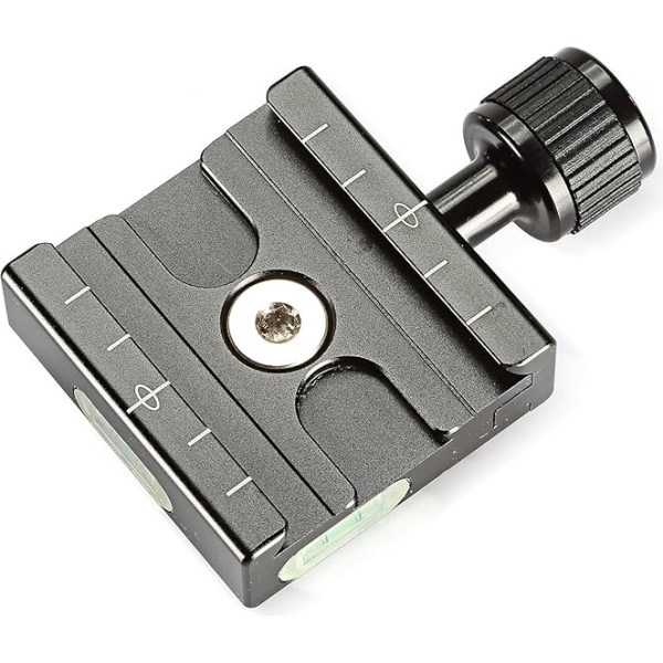 Neewer® Aluminium 50mm Quick Release Plate QR Clamp 3/8-inch with 1/4-inch Adapter and Built-in Bubble Level for Benro Acratech Kirk Wimberley Gitzo Manfrotto RRS Arca Swiss and Other Arca-Style Quick Release Plate