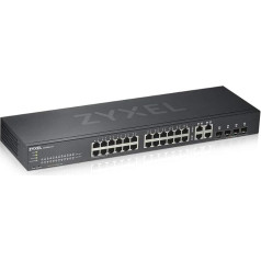 Zyxel Nebula Gigabit Ethernet Smart-Managed Switch ar 24 pieslēgvietām un vairākiem Gigabit-Combo-Port portiem un hibrīda mākoņdatoros, mūža garantija [GS1920-24v2]