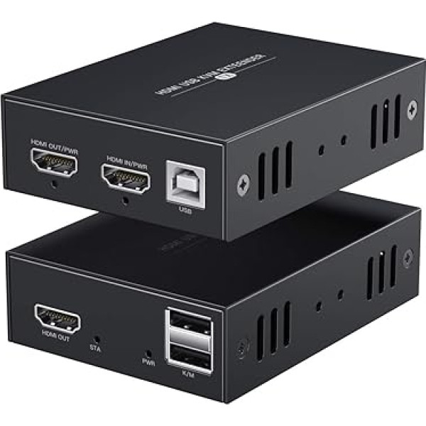 PWAYTEK HDMI KVM USB удлинитель Передача 1080p HD видео по кабелю Cat5e/6 Ethernet 50 м (164ft) для сигналов дистанционного управления мышью и клавиатурой