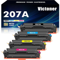 207A 207X MFP M283fdw Toneris: Rezerves toneris: HP 207A 207X Multipack Color Laserjet Pro MFP M283fdw M282nw M255dw M283fdn M283 M282 M255 ar mikroshēmu W2210A W2210X W222 111A 11A 212A W2213A