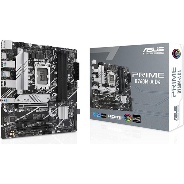 ASUS Prime B760M-A D4-CSM Business pamatplate Socket Intel LGA 1700 (Intel B760, mATX, DDR4 atmiņa, 2x PCIe 4.0 M.2, Aura Sync)