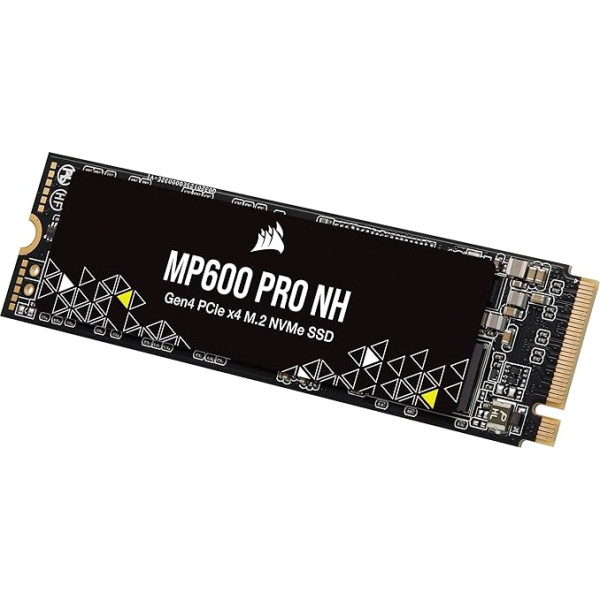 Corsair MP600 PRO NH 1TB PCIe Gen4 x4 NVMe M.2 SSD - augsta blīvuma TLC NAND - M.2 2280 formas formāts - saderīgs ar DirectStorage - līdz 7000 MB/s - bez radiatora - melns