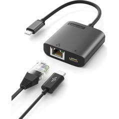 USB C uz Ethernet adapteris ar uzlādi, Lemorele USB C uz RJ45 Gigabit Ethernet LAN tīkla adapteris ar PD 3.0 USB-C Ethernet adapteri, piemērots MacBook Pro, MacBook Air 2020, iPad Pro 2020 un citiem datoriem.