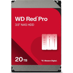 WD Red Pro iekšējais cietais disks 20 TB (3,5 collu, NAS cietais disks, 7200 apgr./min, 512 MB kešatmiņa, SATA 6 Gb/s, NASware tehnoloģija, paredzēts nepārtrauktas darbības NAS sistēmām, triecienizturīgs) Sarkans