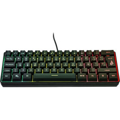 SureFire Kingpin X1 60% spēļu spāņu tastatūra, spēļu multimediju tastatūra, maza un mobila, RGB tastatūra ar apgaismojumu, 25 Anti-Ghosting taustiņi, spāņu izkārtojums QWERTY