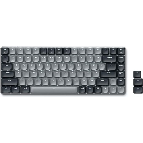 SATECHI SM1 75% mehāniskā tastatūra, Bluetooth tastatūra ar LED apgaismojumu, 84 taustiņi, kompakta bezvadu tastatūra, spēļu tastatūra Mac un Windows - ASV izkārtojums