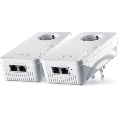 devolo Mesh WiFi adapteris, Mesh WLAN 2 Starter Kit - līdz 1200 Mbit/s, WLAN Mesh tīkls, 4x Gigabit LAN savienojums, WLAN ligzda, dLAN 2.0, balts