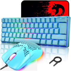 Игровая клавиатура и мышь MK21, механическая клавиатура RGB 60%, 62 клавиши, проводная игровая клавиатура с подсветкой, раскладка UK + ультралегка