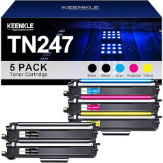 KEENKLE TN-243CMYK TN247 Toneris saderīgs ar Brother TN 243CMYK TN243 TN 243 247 MFC-L3750CDW MFC-L3770CDW DCP-L3550CDW HL-L3230CDW HL-L3210CW MFC-L3710CW (2 melnas krāsas, 5 gab.)