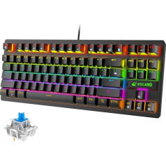 Spēļu tastatūra USB mehāniskā tastatūra RGB Rainbow LED ar aizmugurējo apgaismojumu 87 taustiņi ar pilnu Anti-Ghosting apgaismojumu spēlētājiem un rakstītājiem PS3 PS4 PS6 datoram Mac (melna)