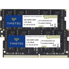 Timetec Extreme Performance Hynix IC 64GB KIT (2 x 32GB) DDR4 3200MHz PC4-25600 CL22 1.2V Unbuffered Non-ECC Dual Rank 2R8 Gaming, saderīgs ar AMD un Intel Desktop RAM (64GB))