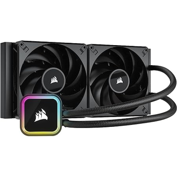 Corsair iCUE H115i RGB Elite 16 Dynamic RGB LED CPU šķidruma dzesētājs, AF Elite Series 140mm FDB ventilators, 280mm radiators, iCUE programmatūra, LGA 1700, 1200, 115X, 2066 un AM4 ligzda, melns