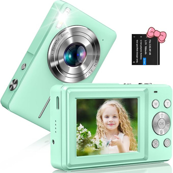 1080P Digitalkamera Fotokamera 44MP Fotoapparat mit 16X Digitalzoom Bildstabilisierung LED Fill Light Selfie Kamera Tragbare Kompaktkamera Vlogging Digitalkamera für Kinder Teenager Anfänger