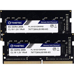 Timetec 16GB KIT (2 x 8GB) DDR4 2666MHz (DDR4-2666) PC4-21300 (PC4-2666V) Non ECC Unbuffered 1.2V CL19 1Rx8 Single Rank 260 Pin SODIMM Laptop Notebook PC Computer Memory RAM Module Upgrade