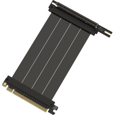 LINKUP - AVA5 PCIE 5.0 stovo kabelis | ateities požiūriu tinkamas 5 kartos GPU vertikaliam montavimui | x16 128GB/s greitis | suderinamas su PCIe 4.0 ir WRX80SE | kairysis kampas, juodas, 15 cm