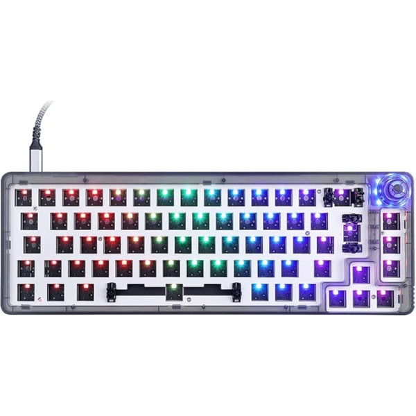 TM680 RGB karsti maināmā programmējamā savienojuma kārba, nomaināma ar slēdzi DIY mehāniskās tastatūras komplekts, QWERTZ DE izkārtojums, atbalsta AKKO, Cherry MX, Gateron, Kailh mehāniskās ass