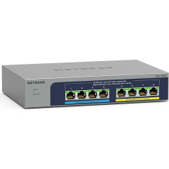 NETGEAR MS108UP 8 pieslēgvietu 2,5 Gbit komutators | Multi-Gigabit LAN PoE komutators (Ethernet tīkla komutators Ultra60 PoE++, 230 W PoE budžets ar 4 PoE+/++ pieslēgvietām, bez ventilatora, WiFi 6 piekļuves punktu savienojums)