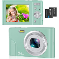 Digitalkamera, Fotokamera Autofokus 1080P 48MP Kompaktkamera Fotoaparāts 16X Digitaler Zoom Tragbare Digitalkamera Kultivieren Hobbys und Kreativität für Kinder Studenten Grün