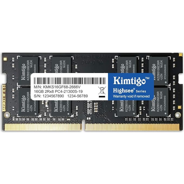 kimtigo DDR4 16GB Laptop Dram 2666MHz (PC4-21300) CL19 (suderinama su 2400MHz arba 2133MHz) 1.2V Notebook (SODIMM) RAM Non-ECC Unbuffered Single Rank 260 Pin PC Computer Memory Module Upgrade