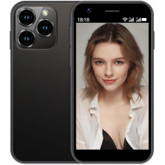 Hipipooo Mini viedtālrunis Atbloķēts 4G mobilais tālrunis 3.0 collu Dual SIM 2000mAh akumulators 2MP + 5MP kamera Android 10.0 Quad Core rezerves tālrunis (melns, 3G+64G)