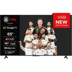 TCL 65V6B 65 collu, 4K Ultra HD, HDR televizors, Smart TV ar Google TV atbalstu (Dolby Audio, Motion Clarity, Voice Control, saderīgs ar Google Assistant, iebūvēts Chromecast)