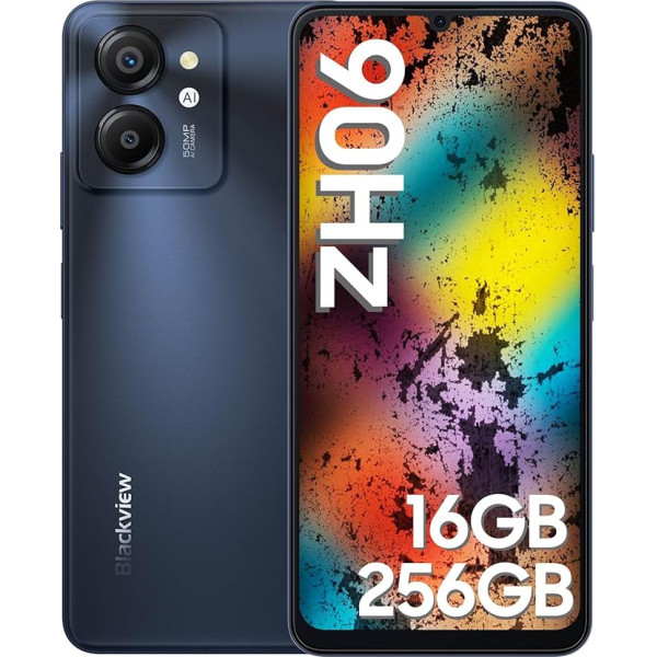 Blackview Color 8 Mobilais tālrunis bez līguma, 16GB + 256GB/1TB paplašināms Android 13 viedtālrunis lēts, T616 Octa-Core 6,75 collu HD+ 90Hz 50MP panorāmas kamera 6200mAh ar pirkstu nospiedumu, 4G Dual SIM,