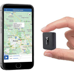 WINNES Mini GPS izsekotājs bez abonementa ar spēcīgu magnētu, GPS izsekošanas ierīce automašīnai, bērniem, sunim, kaķim, velosipēdam, ūdensizturīgs ar bezmaksas lietotni, bez abonementa, melns