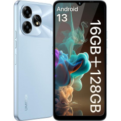 UMIDIGI A15T NFC viedtālrunis (2024),16+128GB,MTK Helio G95 prožektors,64+8+2MP, priekšējā kamera 16MP,Android 13 Simlockfreie Handy,5000mAh,6,7'HD+,4G Dual-SIM/Face ID/GPS/OTG-Blau