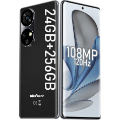 Ulefone Note 17 Pro viedtālrunis bez līguma, 2.4K Amoled 120Hz izliekts displejs, 108MP + 32MP kamera Android 13 mobilais tālrunis, 24GB + 256GB Helio G99 ar 33W ātro uzlādi 6,78 collu FHD+ 5050mAh