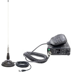 CB-Funk PNI Escort HP 8900 ASQ, 12-24 V + CB antena PNI ML100 ar magnētisko pamatni, 12 V/24 V barošanas avots, RF pastiprinātājs, Roger Beep, CTCSS-DCS, Dual Watch