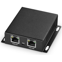 PoE Extender, 1 PoE in 2 PoE Out, IEEE802.3af/at PoE Powered, 10/100 Ethernet, Metal Small Wall Mount PoE Extender/Injector/Network Extender