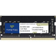 Timetec 8GB DDR4 3200MHz PC4-25600 Non-ECC Unbuffered 1.2V CL22 1Rx8 Single Rank 260 Pin SODIMM saderīgs ar AMD un Intel Gaming portatīvo datoru datoriem, spēļu datoriem, piezīmjdatoriem, operatīvās atmiņas moduļa atjaunināšana