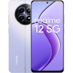 realme 12 5G viedtālrunis 8 + 256 GB, 108 MP 3X tālummaiņas portretu kamera, 6 līmeņu dinamiskais atjaunošanas ātrums, 45 W Supervooc Charge 5000 mAh masīva baterija, tumši violeta krāsa