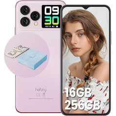 HAFURY V1 viedtālrunis, 16+256GB Handy, Dual SIM Simlockfreie Handys, 6,5 Zoll FHD+ viedtālrunis bez pieslēguma, Android 13 Octa-Core, 1,41 Zoll Rückbildschirm, 64MP+32MP kamera, NFC/OTG, 4G, 2024 Neu, Rosa