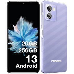 DOOGEE N50 Pro Mobilais telefons bez līguma, Android 13 viedtālruņi, 20 (8+12) GB RAM 256GB ROM, 6,52 collu HD+ Octa-Core, viedtālrunis bez līguma 50MP + 2MP, 4G Dual SIM/Face ID/Fingerprint/GPS,