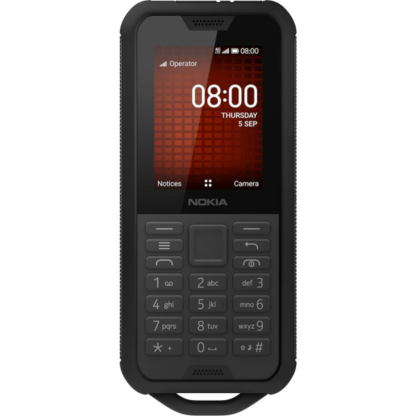 Nokia 800 Tough 2,4 collu 4G Lielbritānijā bez SIM kartes funkcionālais tālrunis ar Google palīgu (viena SIM karte) - melns