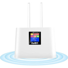 4G LTE maršrutētājs, WLAN maršrutētājs ar SIM kartes slotu, 4G maršrutētājs, mobilais WLAN maršrutētājs, LTE maršrutētājs, mobilais WiFi Hotspot ar LCD displeju, RJ45, 300 Mbps bezvadu savienojums līdz 10 ierīcēm, 2 noņemamas antenas