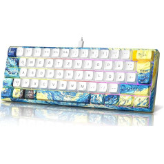 MIHIYIRY 60% mehāniskā spēļu tastatūra, mini mehāniskā tastatūra 62 taustiņi ar sarkanu slēdzi un RGB apgaismojumu Windows un Mac (QWERTZ izkārtojums)