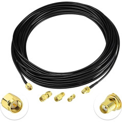 Superbat SMA Cable 10 m SMA Male to SMA Female Bulkhead (RG174 Cable) 3pcs SMA Adapter Kit for SDR Equipment Antenna Ham Radio, 3G 4G LTE Antenna, ADS-B, GPS and etc