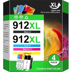 LOFBLAT 912XL 912 XL Multipack Druckerpatronen Ersatz für HP Patronen 912XL für HP Officejet 8012 8014 8010 8015 für HP OfficeJet Pro 8022 8020 8024 8025(Schwarz Cyan Magenta Gelb,912XL 912 XL)